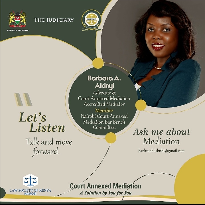 Day 2 of #courtannexedmediationweek What is court annexed mediation (CAM)? This is mediation conducted under the umbrella of the court. Judiciary has implemented CAM in Milimani, Kisumu, Mombasa, machakos,kisii among others <a href="/barbaraakinyi_A/">BarbaraA_A</a>