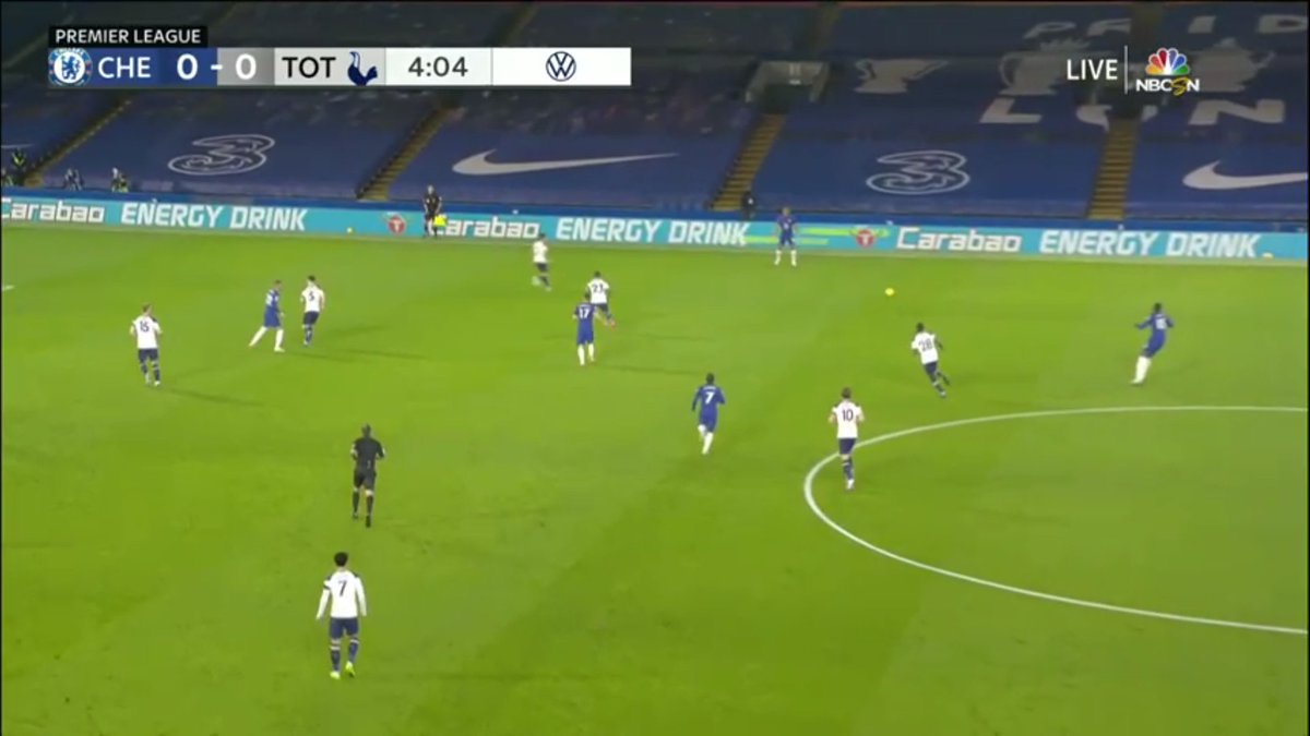 Notice how when Regulion presses Reece James, Holjberg immediately goes to cover him and stay with Ziyech