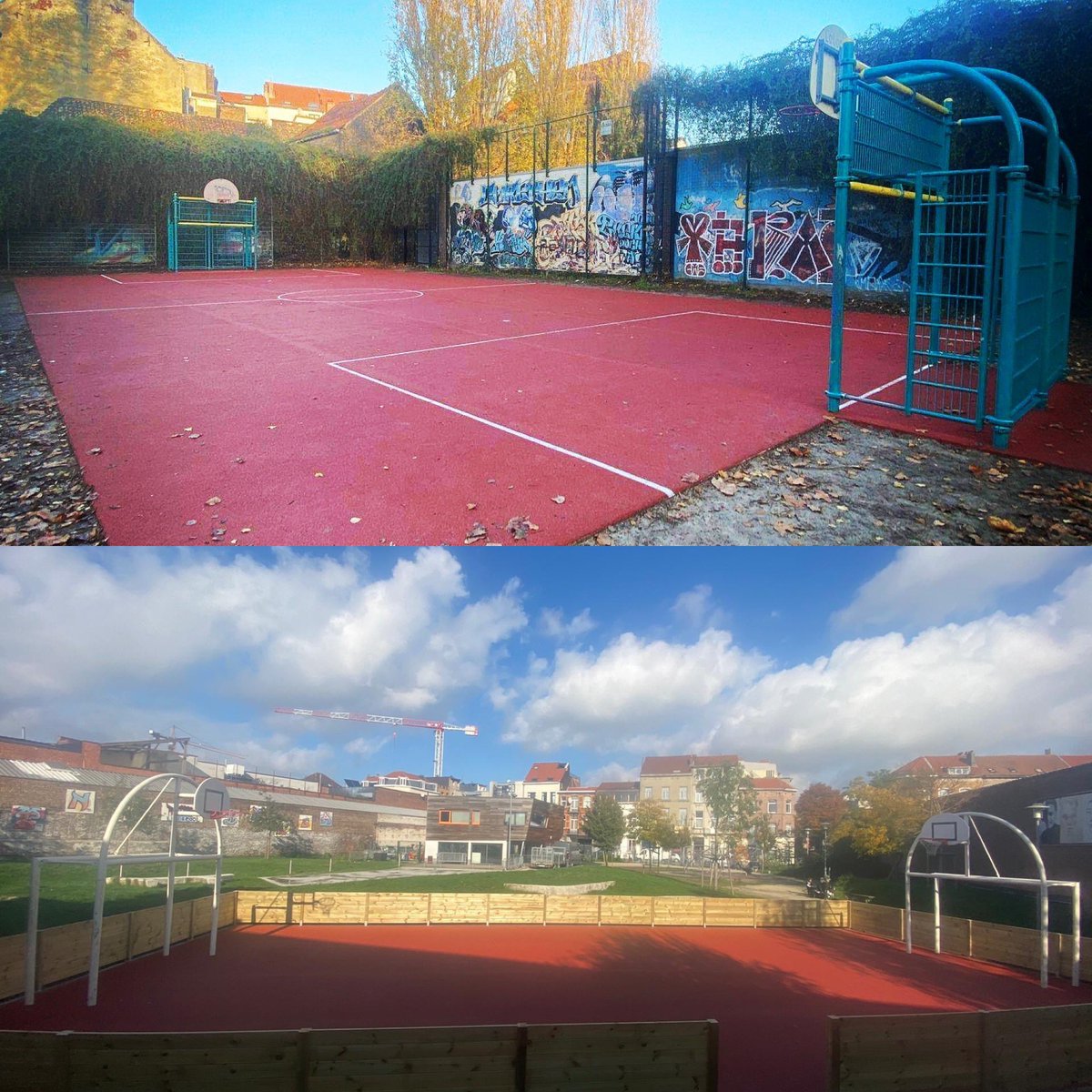 JulienMilquet's tweet photo. #Anderlecht : la rénovation des infrastructures sportives de proximité se poursuit bien à #cureghem . Après la rénovation de l’agora de la plaine de Liverpool le mois dernier, c’est désormais celui de Miesse qui est entièrement refait !
#streetsport #cabougesuranderlecht https://t.co/DWhcEBdFHq