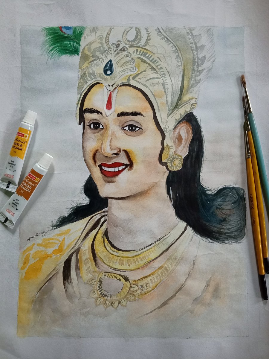 Drawing of Shree Krishna | Drawing of Krishna from mahabharat 2013 | sourabh  raj jain |Tune credit-krishna flute theme(mahabharat,starplus) | By  Prosenjitdas_arts | Facebook