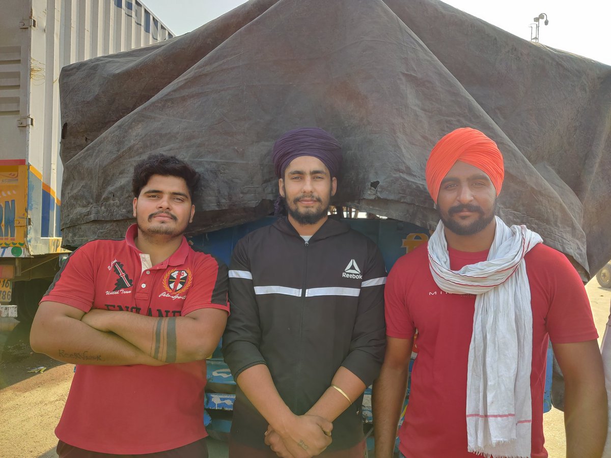 Gurjant Singh (middle), 21-yr-old BA graduate from Kurukshetra University, who is not lured by the city life and private jobs and wants to remain a farmer and ensure his father is not exploited. 'We were told since childhood not to be slaves and we are here to ask for our rights'
