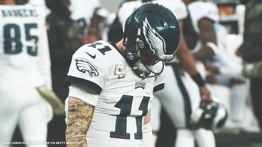Carson Wentz this season:
-15 INT (most in the NFL)
-46 sacks (most in the NFL)
-95 off-target incompletions (most in the NFL) https://t.co/58O6lUU5xU