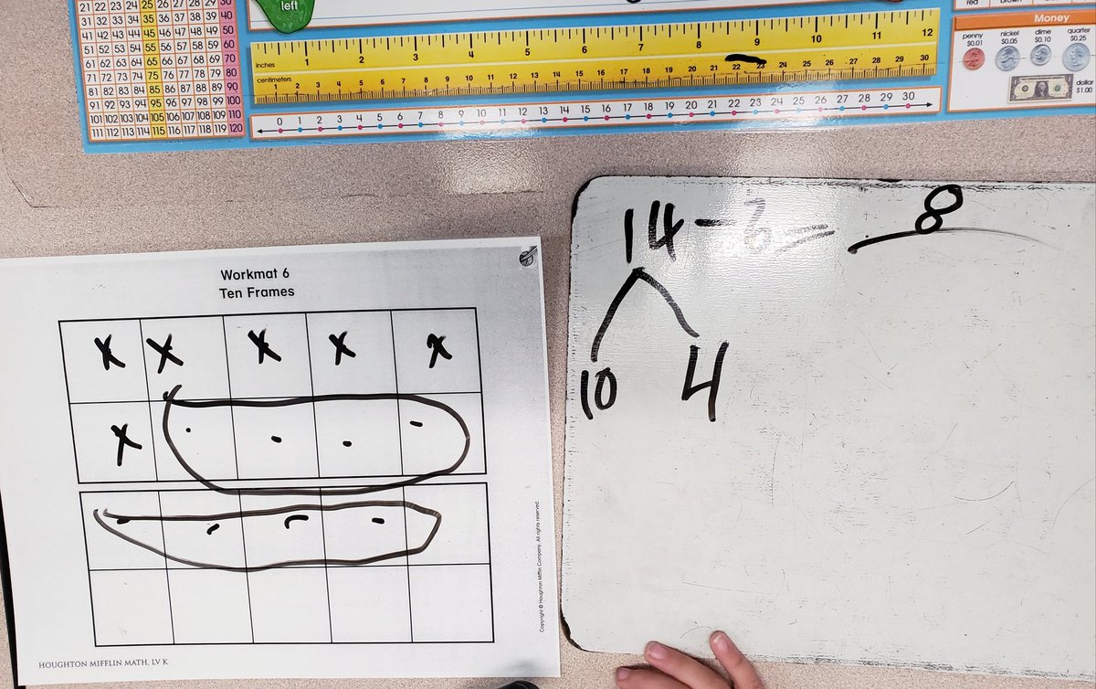 AtonSBE's tweet photo. Introduced Take From 10 subtraction strategy to first graders &amp; they're rocking it!🥰
#PISDMathChat https://t.co/VJ6mhrCGTj