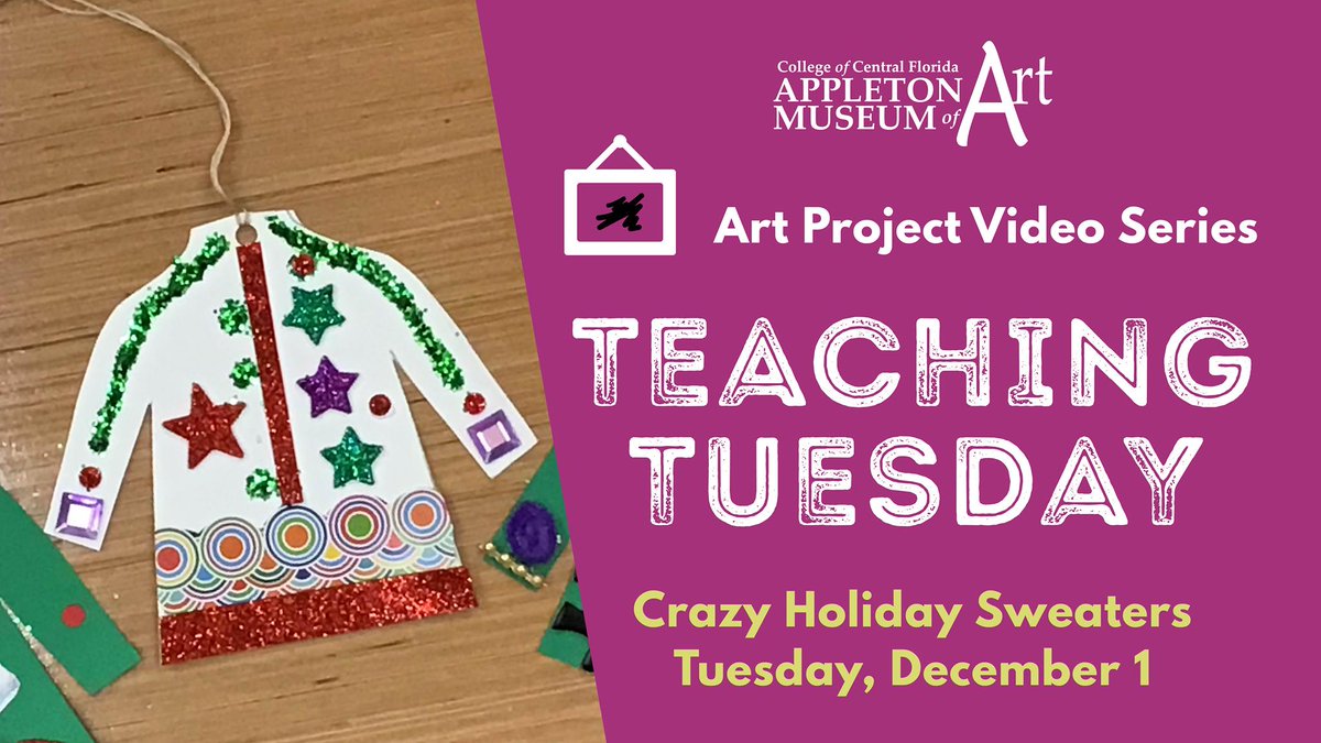 AppletonMuseum's tweet photo. This art project will show you how to make a crazy holiday sweater craft that is perfect for the holidays! Post your creations on social media and tag them #appletonmuseumathome. 

https://t.co/spuzWzvcUr https://t.co/TmzQxt9Qev