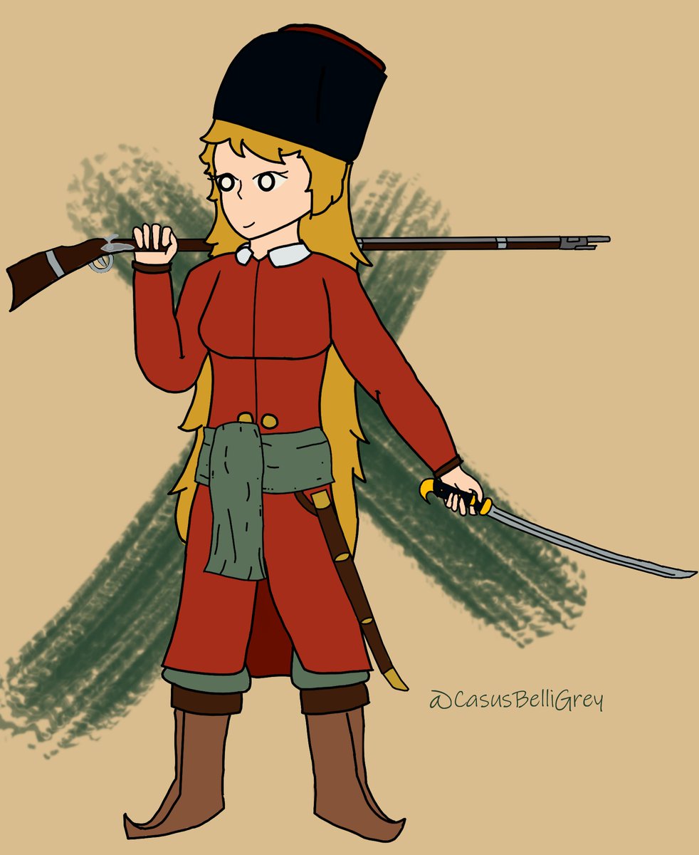CasusBelliGrey's tweet photo. I drew a design for Cossack-Chan! https://t.co/U0JBzu0n7v