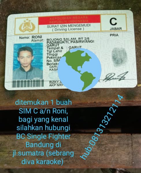 Tolong bantu disebar akang teteh, telah ditemukan SIM C <a href="/PRFMnews/">Radio PRFM</a> <a href="/ClickBandung/">IG: @clickbandungcom</a> <a href="/ElshintaBandung/">Elshinta Bandung</a> <a href="/kehilangan_bdg/">Info Kehilangan & Penemuan di Bandung</a> <a href="/infohilangBDG_/">Info Hilang Bandung</a> 
Silahkan hubungi nomer yang tertera ,

Hatur Nuhun