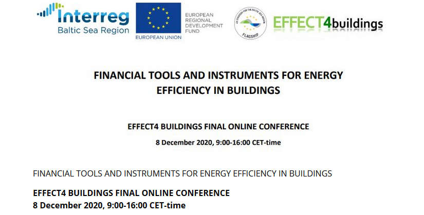 On 8 Dec <a href="/InterregBSR/">Interreg Baltic Sea Region</a> <a href="/EFFECT4building/">EFFECT4buildings</a> #ERDF &amp; #Lappeenranta are orgainising an online conference presenting tools for #energyefficiency, #prosumer -ism &amp; financing options to decarbonise #buildings in #EU effectively! 
Agenda &amp; registration: bit.ly/36nJqn6