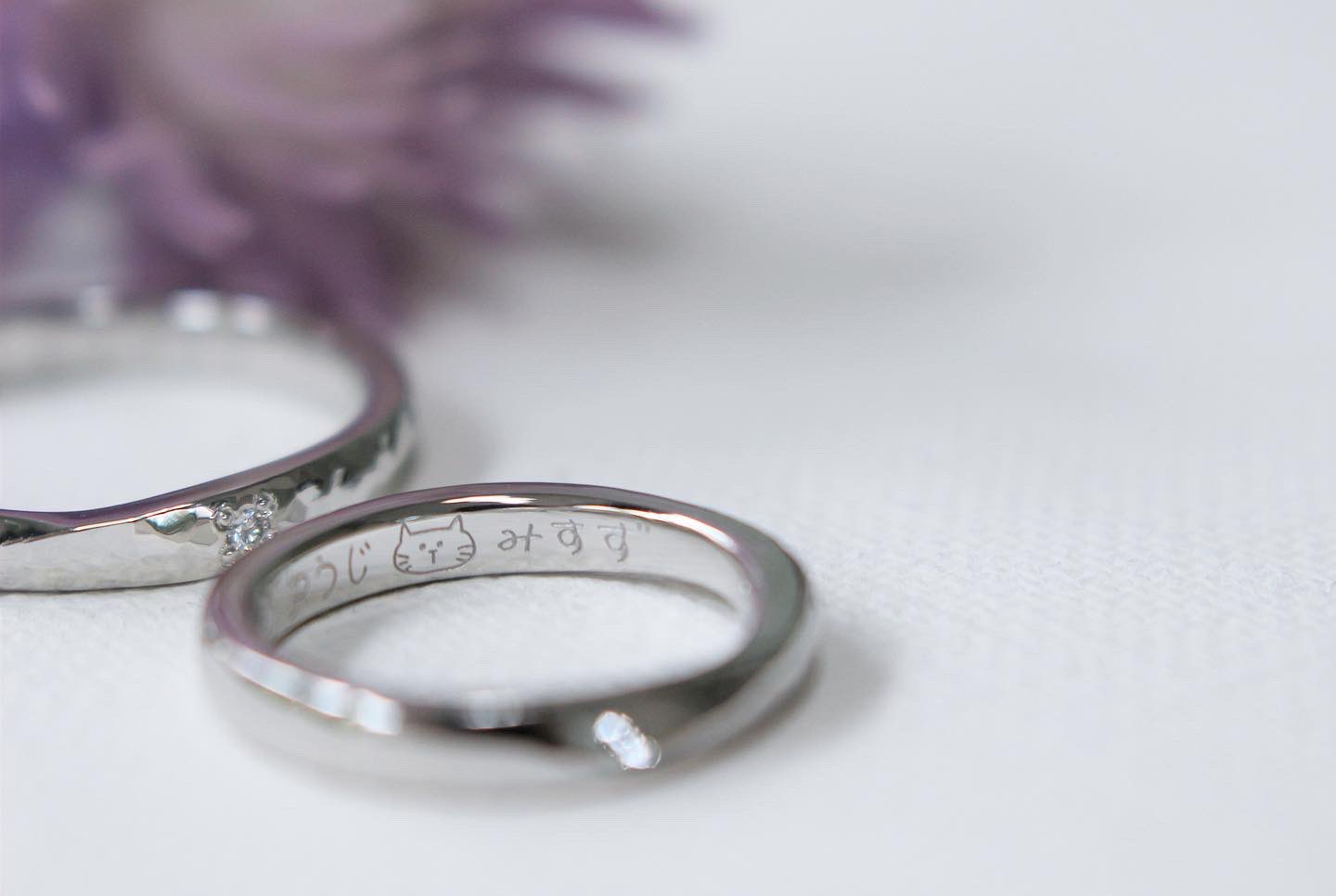 手作り指輪のお店 M Studio お互いの誕生石を交換して指輪に入れられました 内側の手描きのイラストも可愛らしいです 手作り指輪 結婚指輪 マリッジリング ジュエリー T Co Izys4sddaf Twitter