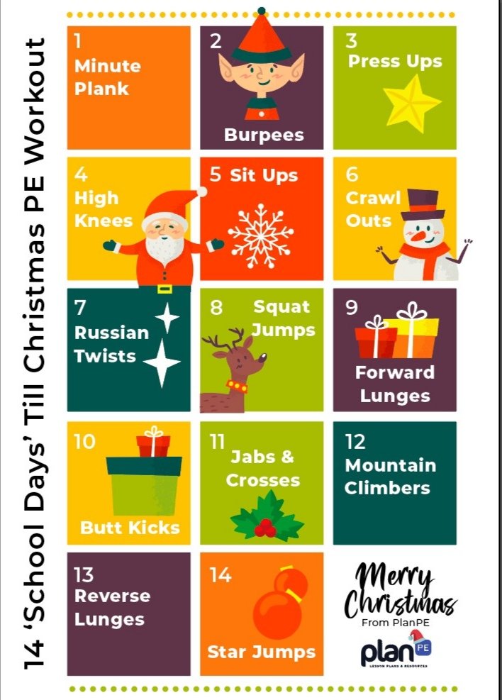 PlanPeHelp's tweet photo. Christmas countdown

Complete like a ladder from the song '12 days of christmas'

Happy December all 🎅🎁🤶🎄

#PE #PhysEd #teaching #resources #primarypeshare #sports #coaching #edutwitter #education #CountdowntoChristmas https://t.co/F8ExA38xan