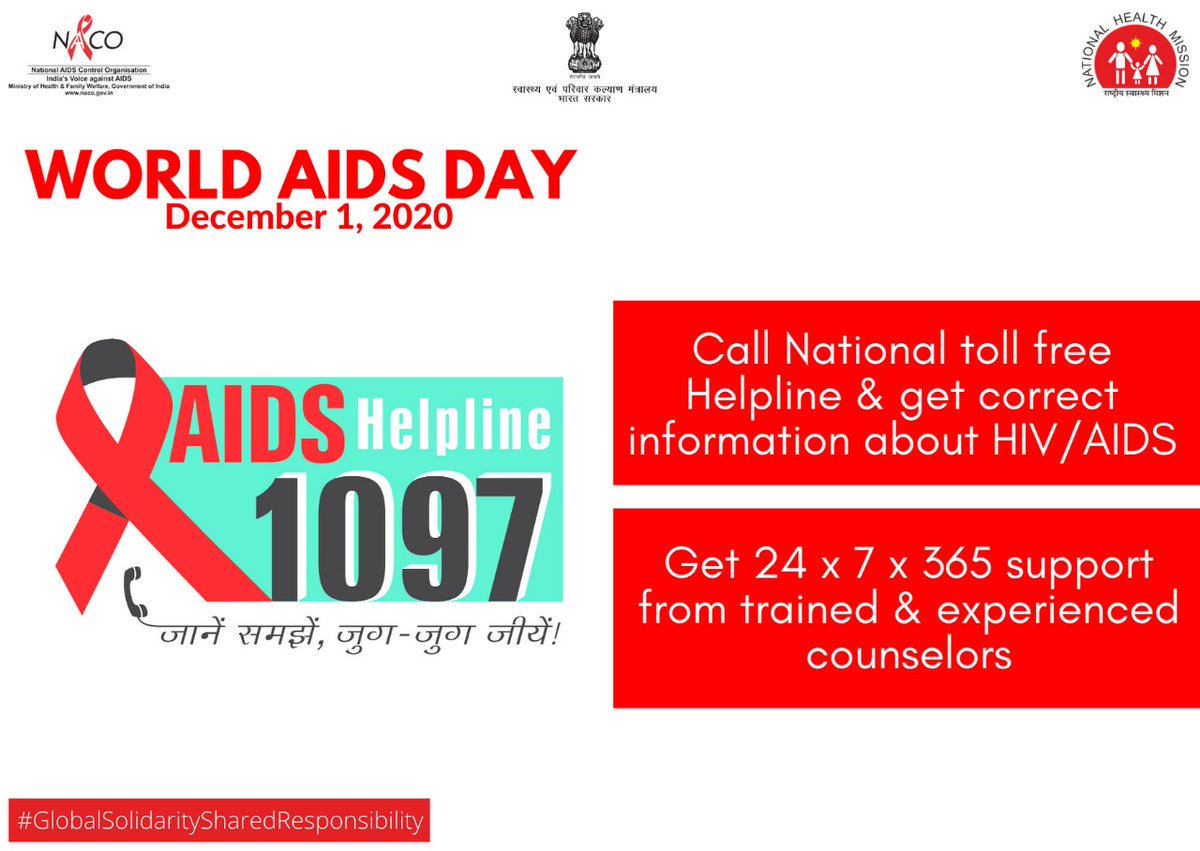 An #HIV positive person can live a healthy life with regular and consistent use of Anti-retroviral therapy. However, one also needs psycho-social support along with the medical treatment. Call National toll-free number 1097 for more info.

#GlobalSolidaritySharedResponsibility