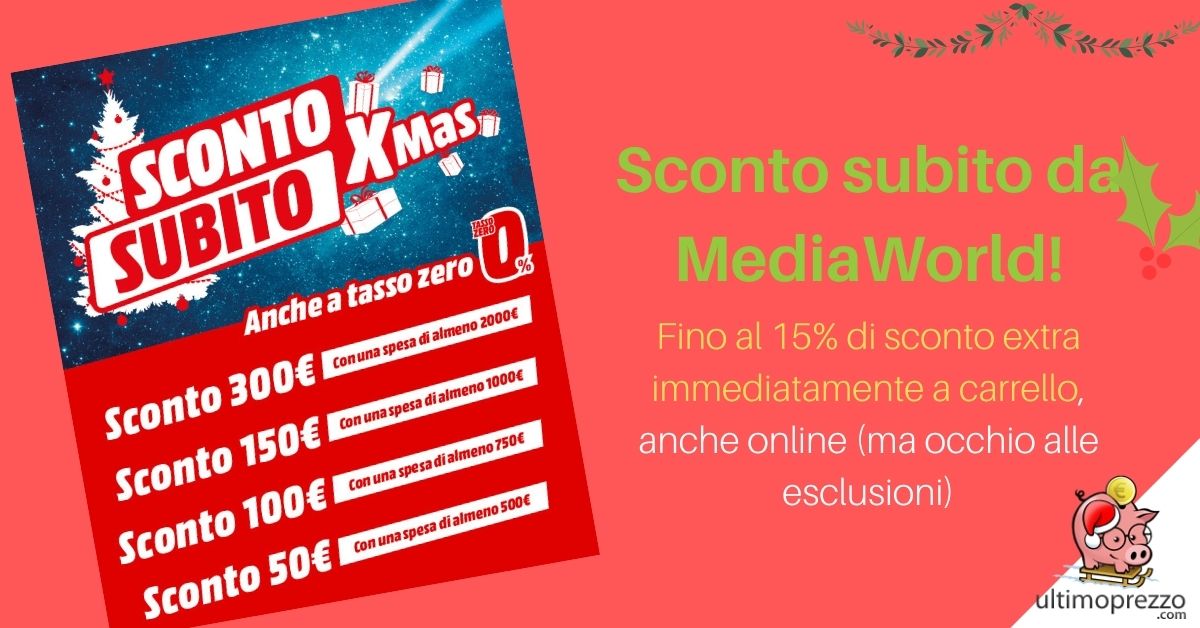 🔴 Sconto subito MediaWorld! 🔴
L’insegna rilancia dopo un ottimo Black Friday: fino al 15% di sconto extra su tanti prodotti, ma non tutti. Ecco quelli su cui purtroppo non si può applicare, e dove invece conviene! https://t.co/IUsCykjTyi https://t.co/OIpp0YhQZp