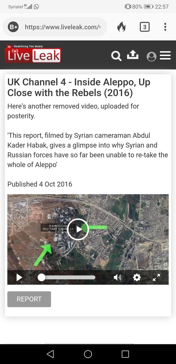 10. The Liveleak download of  #channel4 report, filmed by  #BBC "researcher", Abd AlKader Habak, featuring Nour Al Din Zinkki child beheaders. Habak tried to provide cover story for  #WhiteHelmets possible involvement in organ trafficking in BBC Mayday series.