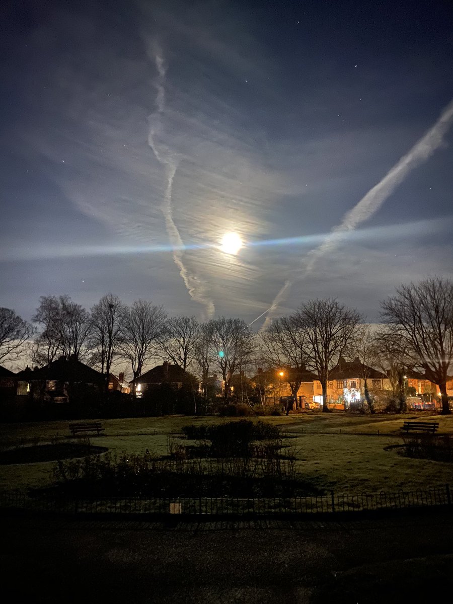 Beautiful bright full moon over the park this morning #1stDecember #FullMoon