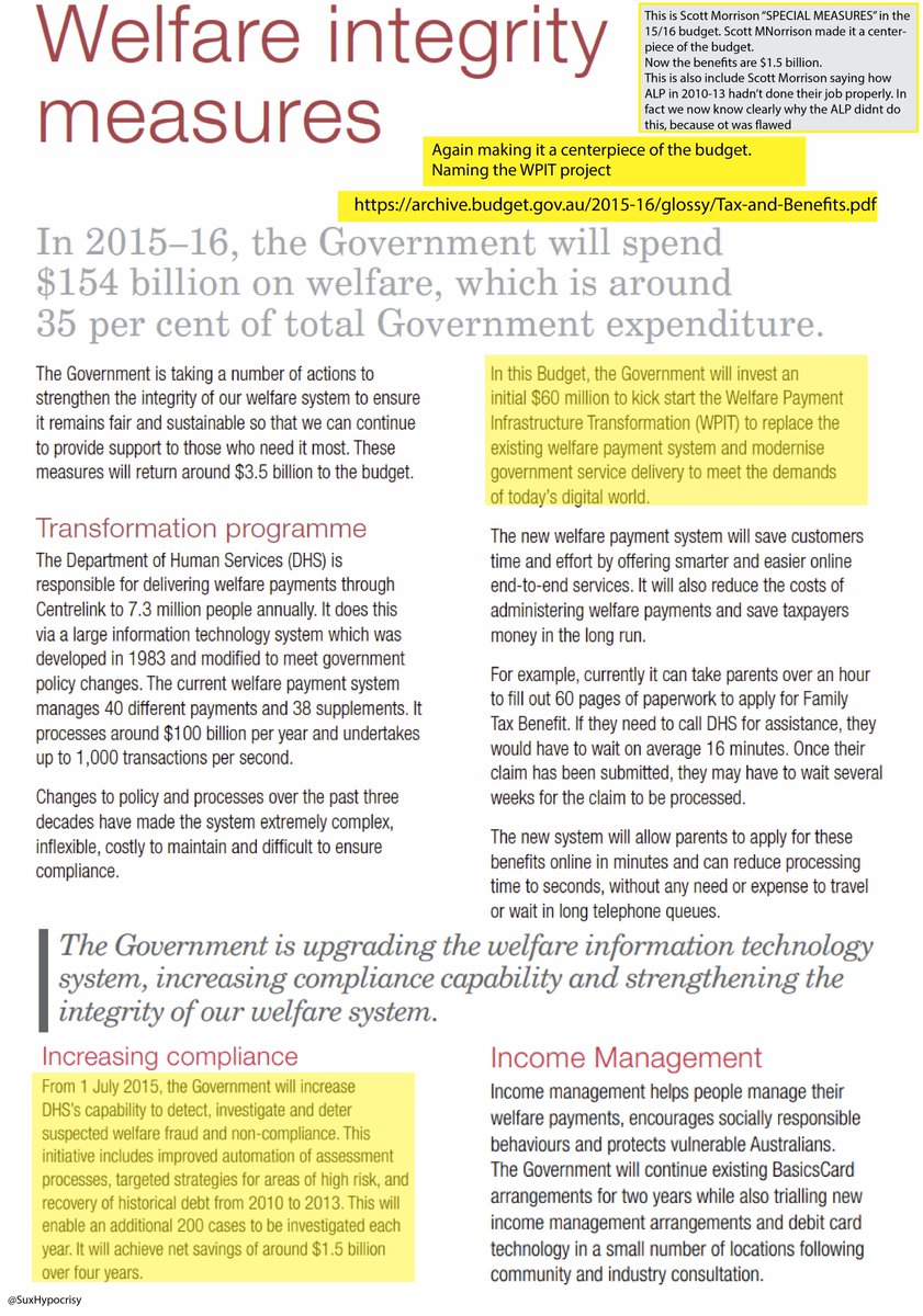 4/Scott Morrison and the LNP make the Robodebt (formally called OCI “Online Compliance Intervention”) part of the WPIT program that covered both the IT and all other changes required, such as legislation.