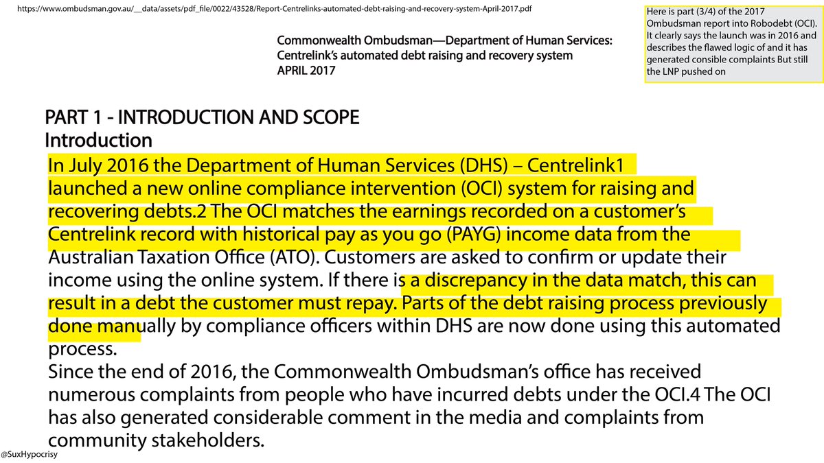 10/The detailed part of the Ombudsmans report clearly explains the processes & the evolution to the automated Robodebt monster. HERE IS THE UNBELIVABLE PART. Scott Morrison ran a trial phases, the trial phases produced income errors, but proceeded to fully roll it out anyway.