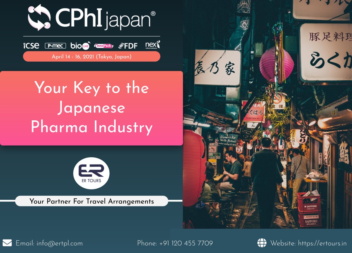 tours_er's tweet photo. @CPhIWW Japan 2021 - Your Key to the Japanese Pharma Industry.

Secure Your Stay Now!

📧Email- info@ertpl.com
☎Call - +91-120-4557709
📲WhatsApp- +91 9312681094
💻Website-https://t.co/HOGLdacacG

#cphi #cphijapan #Pharmaceutical #exhibtion #fair https://t.co/HDLFRL6VmO