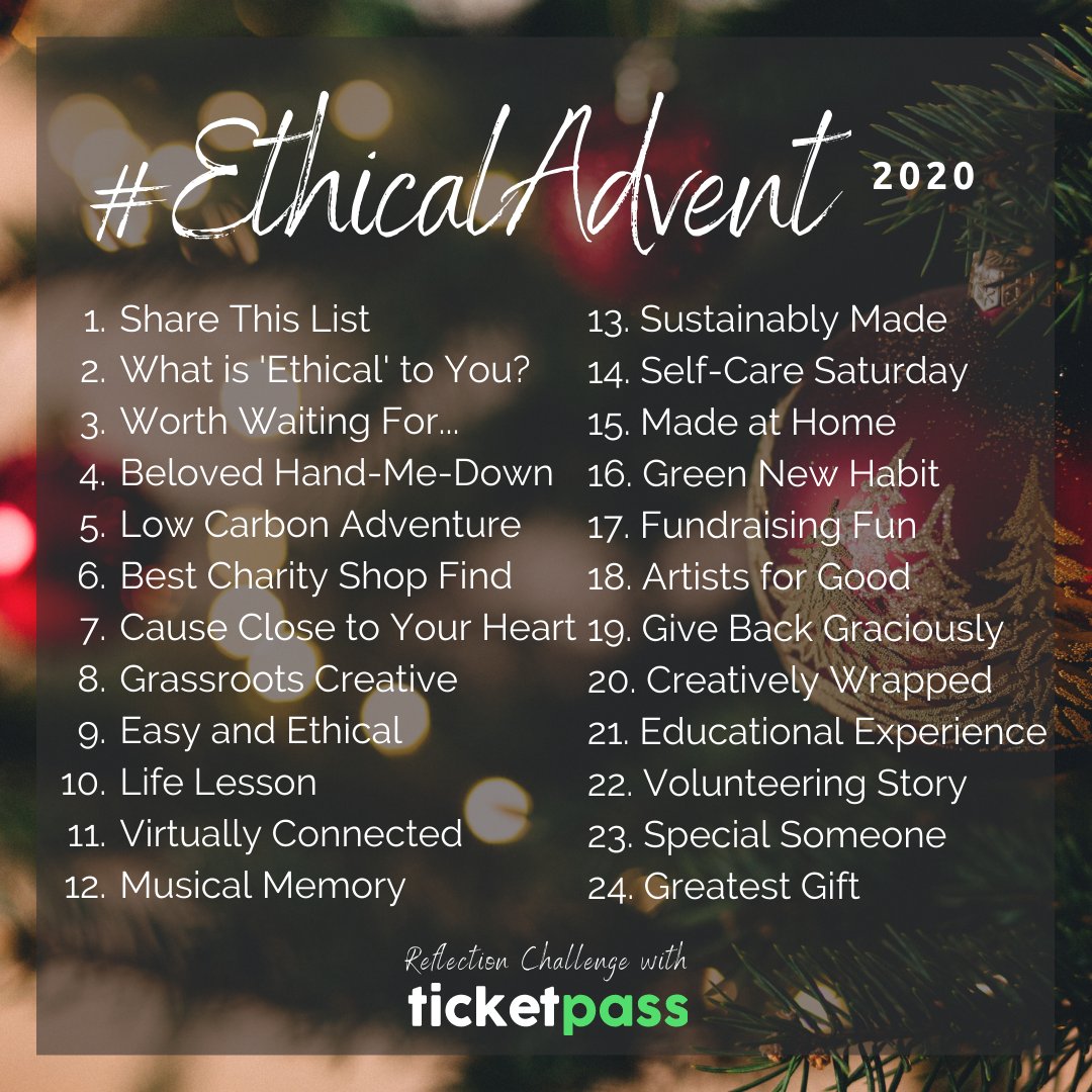ticketpassHQ's tweet image. Inspired by #shopethicalinstead, we wanted to reflect on all things sustainable and ethical. Join us this #EthicalAdvent and tag a friend/brand who should also participate. 
#SustainableLiving #SocEnt