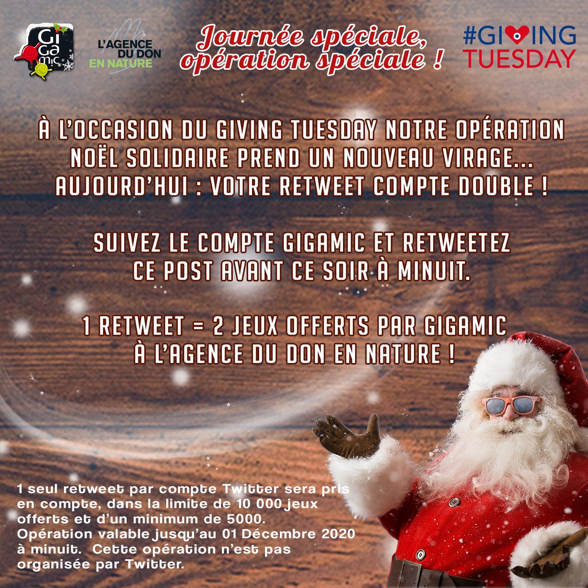 Gigamic's tweet image. Le décompte nous donne, tous réseaux confondus, 4026 #j2s !
A situation exceptionnelle, mesure exceptionnelle.
Aujourd'hui, à l'occasion du #GivingTuesday nous avons décidé de vous laisser une dernière chance pour exploser le compteur et tenter d'atteindre les 10 000 jeux ! ⤵️