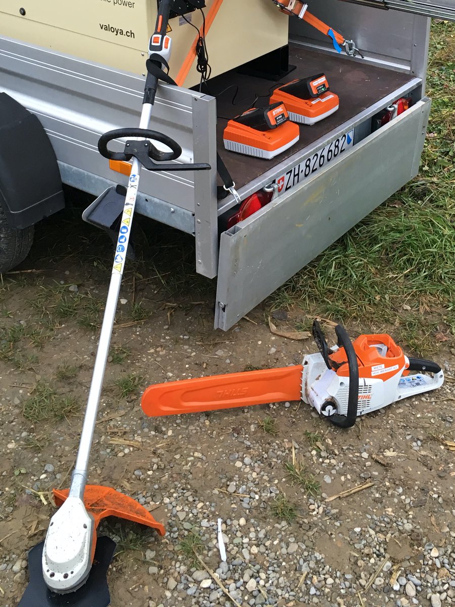 never thought that one day we are cutting #trees  by #solarpower. But already in 2020 #Stihl provides powerful #electric tools. So last Saturday we enjoyed electric powered #wood works in our small forest.