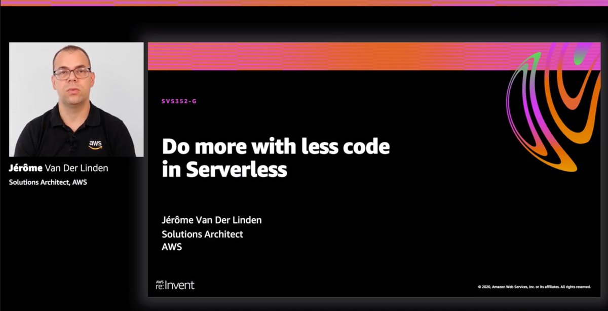 re:Invent a démarré ! 🚀Ma session "Faire plus avec moins de code" est disponible à la demande.
Depuis l'enregistrement, les choses ont encore évolué, Step Functions s'intègre maintenant avec Athena, EKS et API Gateway. bit.ly/3od1S8c