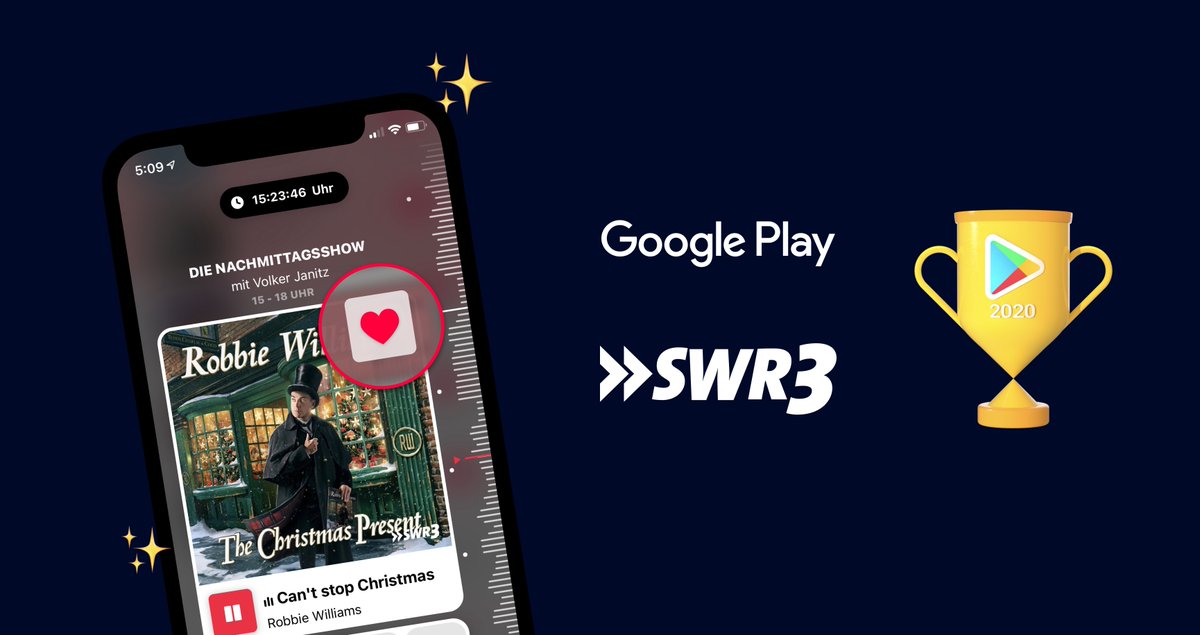 ✨ Surprise! Our @SWR3 app has been selected for the #GooglePlayBestOf awards in the category 'Everyday Essentials' - Super happy and great reward for the team’s work! 🏆 
👏 <a href="/hufnagel/">Christian Hufnagel</a> <a href="/s_a_weiss/">Sebastian A. Weiß</a> <a href="/TBOagency/">TBO</a> 

play.google.com/store/apps/top…