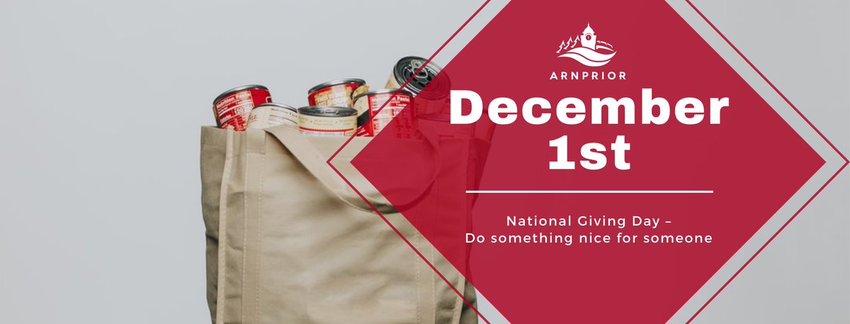 arnprior's tweet photo. December 1st– National Giving Day –Do something nice for someone – donate to the foodbank or make and give some Christmas treats. https://t.co/DtHrGRRod3