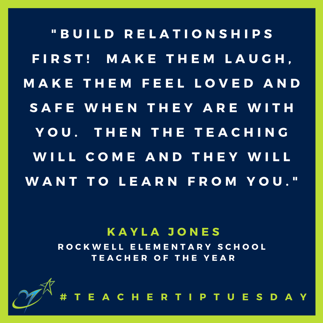 Great advice for new teachers from Kayla Jones, Rockwell Elementary's Teacher of the Year. #teachertipTueaday #RSSInspires