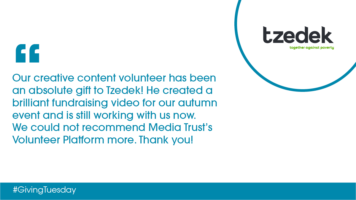 UK Jewish community's international development charity  @Tzedek were thrilled with their match through Media Trust's Volunteer Platform!  #GivingTuesday  