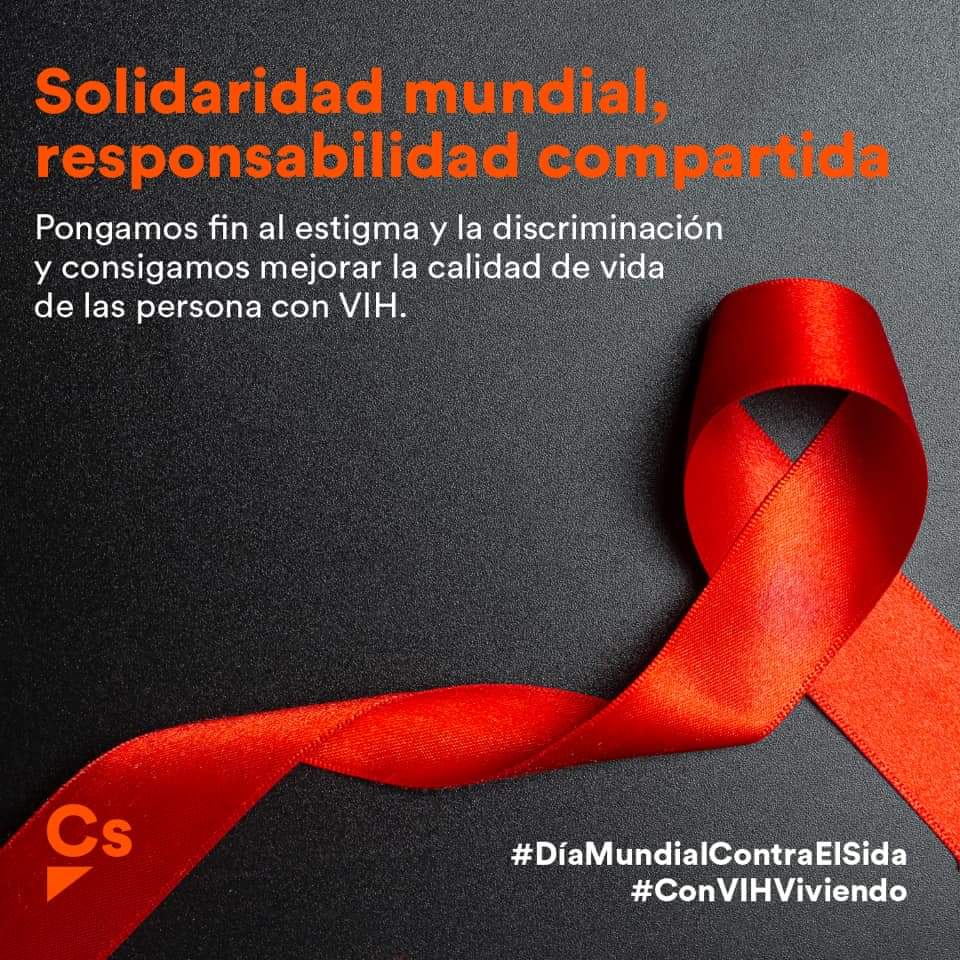 🔴 Hoy,en el #DíaMundialdelSida, tenemos seguir trabajando para mejorar la calidad de vida de las personas con VIH.

🍊Desde <a href="/ciudadanos/">ciudadanos</a>,nos comprometemos para que el aporte de España sea aumentar la inversión en ciencia e innovación.

🏥 Busquemos soluciones para poner fin.