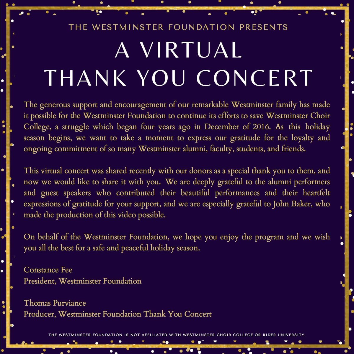 westminsterfoun's tweet photo. PLEASE ENJOY THIS SPECIAL PRESENTATION!
Virtual Thank You Concert Link:  https://t.co/9RXmd2DHt7

Program Link: https://t.co/tCDRkwmaHa

IT IS NOT TOO LATE TO MAKE A GIFT! 
Make your TAX DEDUCTIBLE gift today by clicking on this link: https://t.co/JYWaQgaBLP https://t.co/horsoGLQYZ