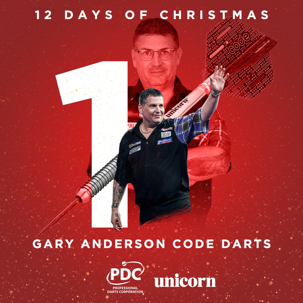 OfficialPDC's tweet image. The PDC's 12 Days of Christmas is back...

To kick things off, we have teamed up with @UnicornDarts to give you the chance to win some Gary Anderson Code 90% tungsten Darts

Simply RT this post and comment below to be in with the chance of winning!