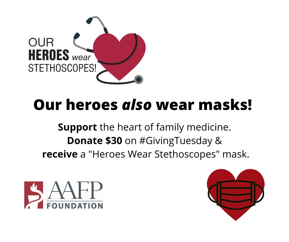 On #GivingTuesday support the heart of #familymedicine. And, get a mask. 😷❤️ aafpfoundation.org/donate/Foundat…