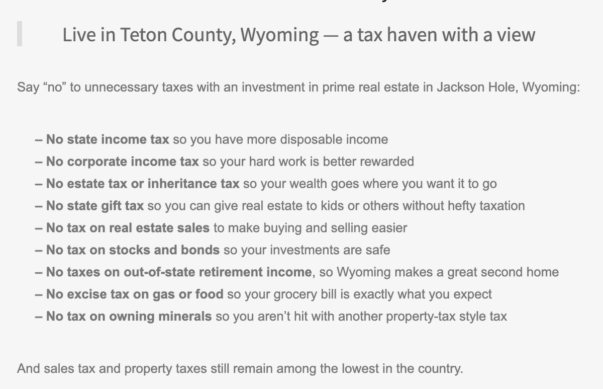 Land_Desk's tweet photo. Cause. Effect. One of these days Wyoming will figure out that it could replace a chunk of lost oil/gas/coal tax revenue w/ income tax and real estate tax on Jackson’s $1billion/yr market https://t.co/RpBm0POvQS