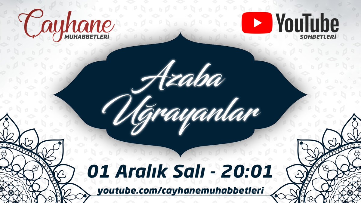 📣 Bu akşam 20:01'de Youtube canlı yayınında buluşuyoruz.  
"Çaylar sizden muhabbet bizden!”