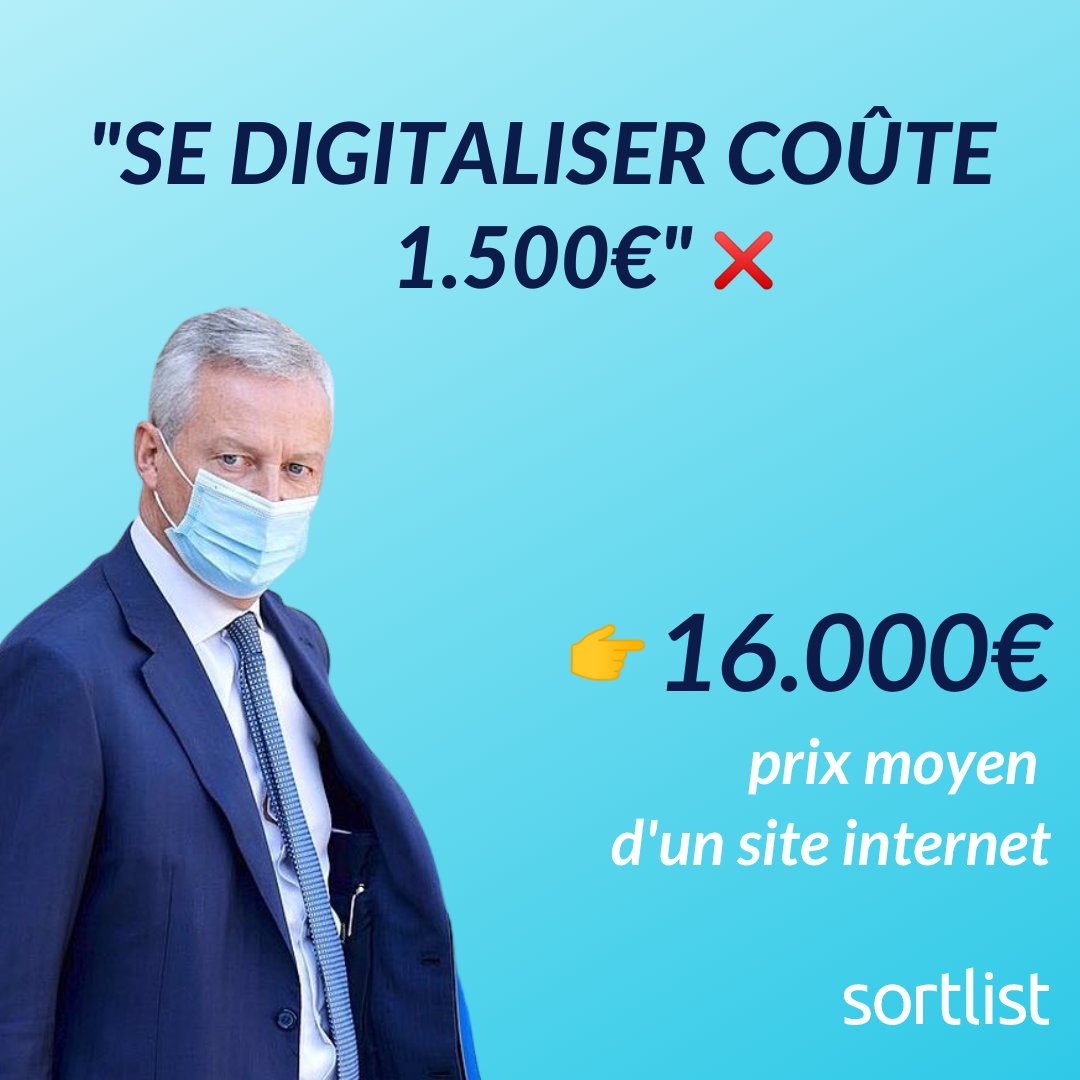 ❌ Non Monsieur Le Maire, se digitaliser ça ne coûte pas 1500€ 

Avant d’encourager les dizaines de milliers de commerces à ouvrir un site au rabais voué à l’échec - aidons les à comprendre les options pour atteindre leurs objectifs. 

Plus d'infos: blog.sortlist.fr/non-monsieur-l…