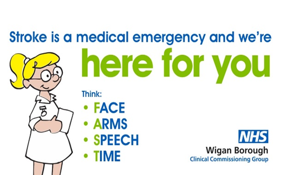 Healthier_Wigan's tweet photo. Dial 999 immediately for signs of a stroke:

Face-Ask them to😀. Does the smile look uneven?
Arms- Ask them to raise both arms. One arm drift down?
Speech-Their speech sound strange? Ask to repeat a phrase 
Time-Call 999 at any of these signs

Please seek help when you need it 💙 https://t.co/mIpKqu5HKp