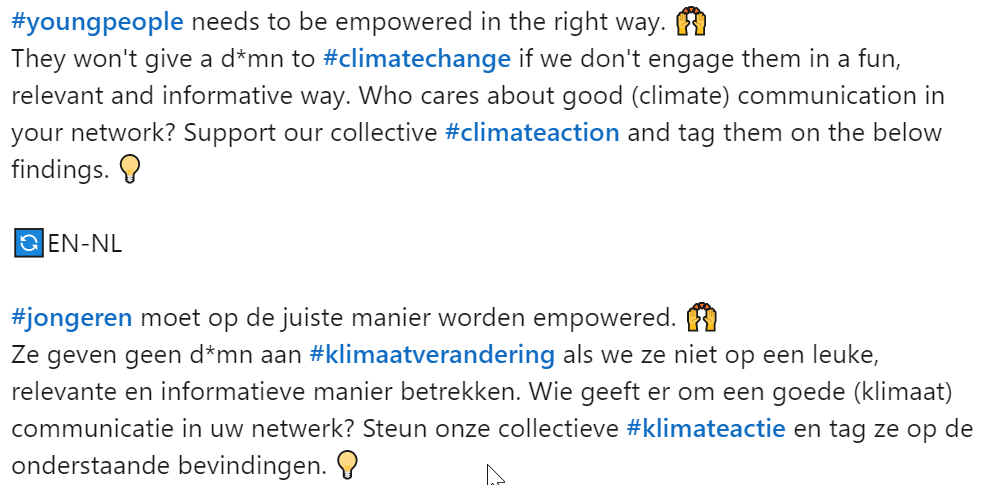 #youngpeople need to be empowered in the right way. 🙌
Many won't give a d*mn to #climatechange if not engaged in a fun en relevant way.💡

#jongeren moet op de juiste manier worden empowered. 🙌Veel geven geen d*mn aan #klimaatverandering als het niet leuk en relevant is.