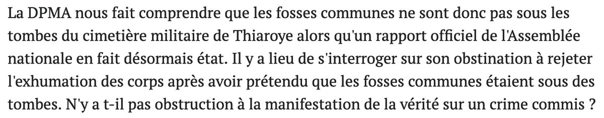 "N'y a t-il pas obstruction à la manifestation de la vérité sur un crime commis ?"