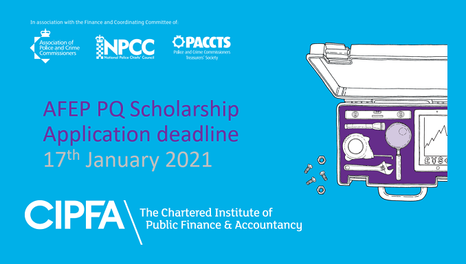 CIPFA's tweet photo. #AFEP PQ scholarship - Finance Excellence in Policing programme members can apply for a free Level 7 scholarship place. Download the application form and brochure:  https://t.co/tiOiBtJhPn
 @PoliceChiefs @AssocPCCs and #PACCTS #CIPFAPolice2020 #policesector https://t.co/Rtj8PFaaXb