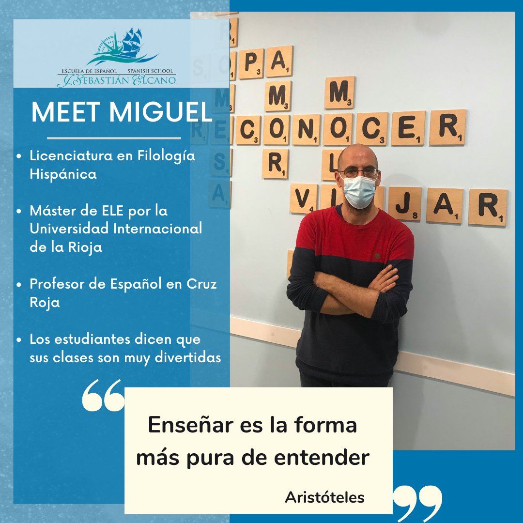 MEET MIGUEL! A professional in teaching spanish 🤩🧐 Who always aims to teach in a funny and interactive way, create good atmosphere and is willing to help his students and learn from them!👨🏼‍🏫✌🏻 #Spanish  #teacher  #Alicante  #LearningAndDevelopment