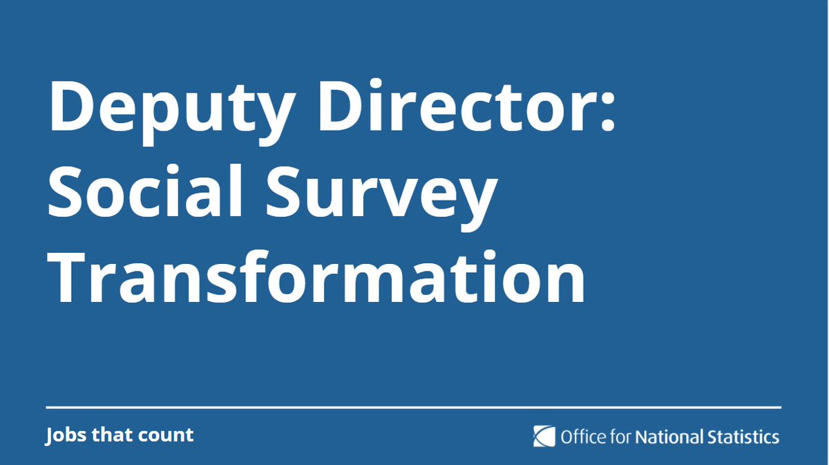 ONSrecruitment's tweet photo. 💼 Deputy Director: Social Survey Transformation
💰 Salary range: £71,000
📍Location: Newport (Wales) or Fareham (Hants)
📆 Closing date: 10 December
👉 Apply: https://t.co/dIzwcvVvz2
https://t.co/vZ9XUw7Nfy
#StatisticalRoles #AnalysisJobs #SeniorLeaders https://t.co/XYNmMlegl9