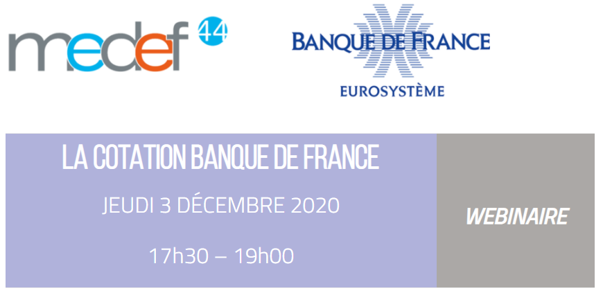YMitouard's tweet photo. #COVID19 et #Cotation @banquedefrance = quels enjeux pour l'#entreprise ? RDV #Webinaire du @MEDEF44 le 3 décembre à 17h30. Inscription : https://t.co/swfkpDgcwN https://t.co/puLpU4jzic