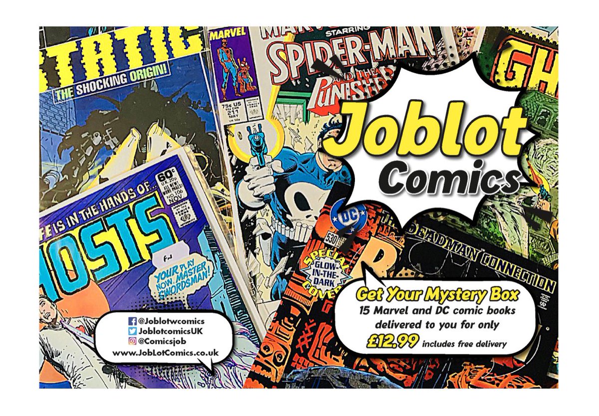 ComicsJob's tweet image. If you’re working your way through your Christmas todo list don’t forget your #mysterybox for only £12.99 you get 15 @DCComics and @Marvel titles and some festive treats too #comics #christmas