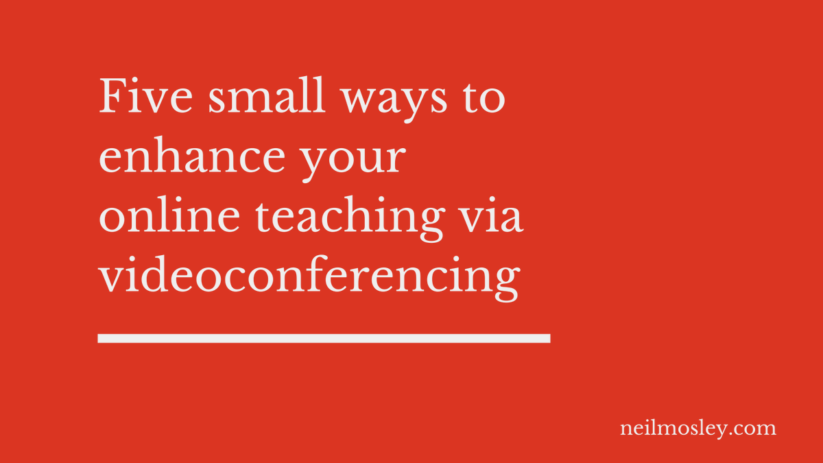 I've been running sessions for educators adjusting to online teaching and many are facing challenges with live, synchronous teaching...here's some small ways to enhance things...1/  #onlinelearning  #onlineteaching