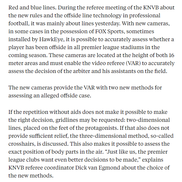 I meant to add this info about the Dutch margin of error, taken from  @parool in August. Quotes from KNVB referee coordinator Dick van Egmond.