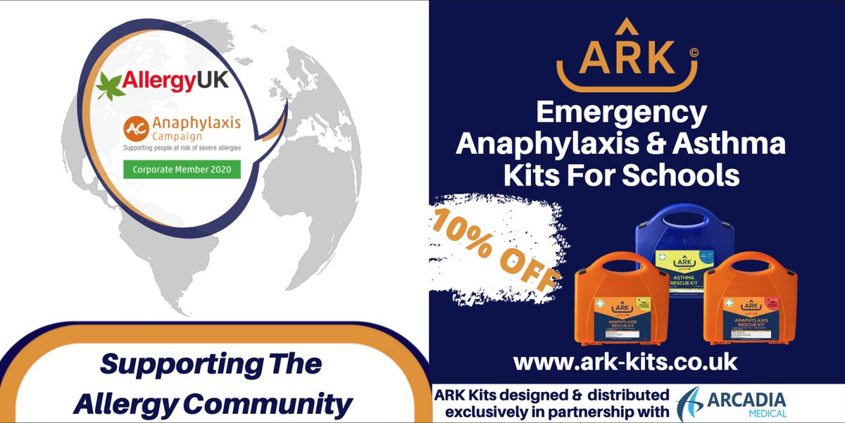 At ARK we feel it is important to support the allergy community and this is why we will donate £1 to <a href="/AllergyUK1/">Allergy UK</a> for every ARK kit sold to schools.
#anaphylaxis #allergies #asthma #safeguarding  
10% OF ALL ARK KITS - OFFER CODE ARK999
ark-kits.co.uk