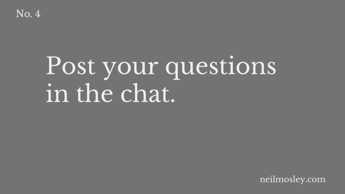 Good educators ask questions. Consider adding questions to the chat, not just throwing questions out verbally. This might just help include people experiencing poor connectivity that impacts their audio. 5/