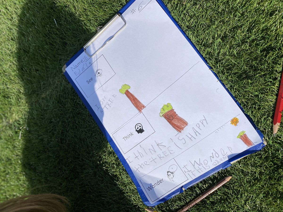 TLopukhin's tweet photo. Kindergarten students engaged in the thinking routine See-Think-Wonder while outside.  Wonderings ranged from how big trees grow from seeds to why there is an unusual angle in the school building. I wonder where their learning journey will go?! @aisgz https://t.co/1YkxTRqFJH