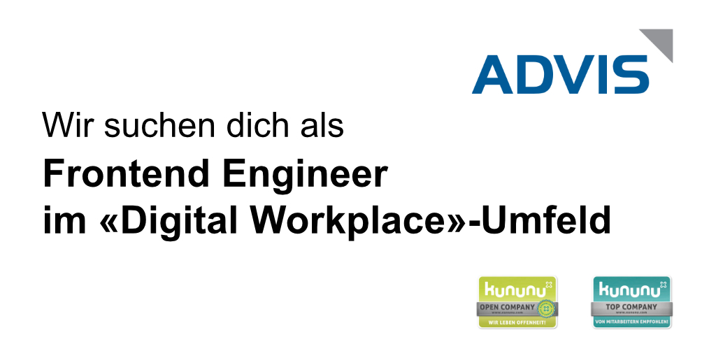 advisag's tweet photo. Innovative benutzerzentrierte Oberflächen im «Digital Workplace»-Umfeld sind deine Leidenschaft? Bewirb dich jetzt als Frontend Engineer: https://t.co/KA0tysCU29 #bischdrbi #ITjobs #DigitalWorkplace #UserExperience #reactjs #frontenddev #frontendengineer https://t.co/IEufhzTN2v
