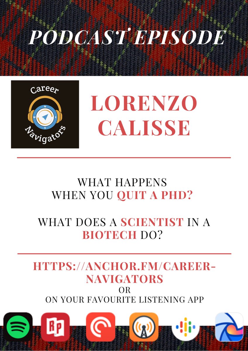 CareerNvigators's tweet photo. This week's episode has a slightly different take on an industry career! Lorenzo shares how he quit his PhD and now works as a scientist in a biotech! Check it out on https://t.co/k2WgpNnORC #AcademicTwitter #podcast https://t.co/qbkvVjnCPB